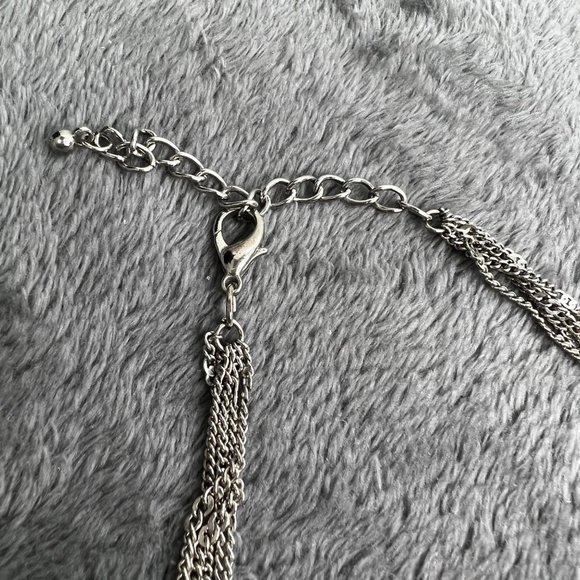 Layered Necklace Silver Tone Chain Turquoise Color Beads 20 inch - Picture 5 of 6